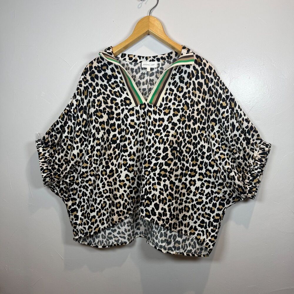 Entro Leopard Print Dolman Top Size Small Boho Animal Print